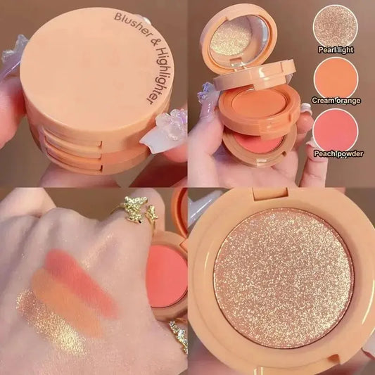 3-in-1 Makeup Palette Pearl Powder Blusher Shining Eye Shadow Multi Functional Facial Makeup Palette Waterproof Female Cosmetics
